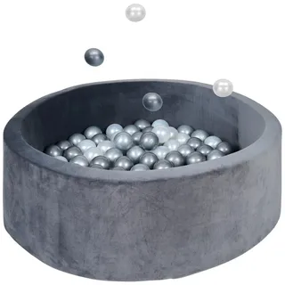 My Baby Lou Bällebad, Grau, Silber, Türkis, Perlmutt, Kunststoff, Textil, 30 cm, EN 71, Spielzeug, Kinderspielzeug, Bällebad