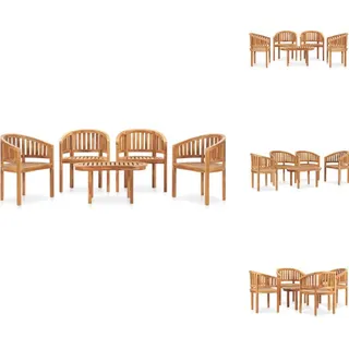 vidaXL 5-tlg. Garten-Lounge-Set Massivholz Teak - Gartenmöbel-Sets - Braun