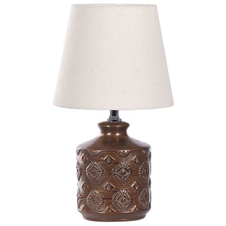 BELIANI Tischlampe Kupfer Keramik 35 cm mit beigem Schirm langes Kabel mit Schalter Wohnzimmer Medernes Design