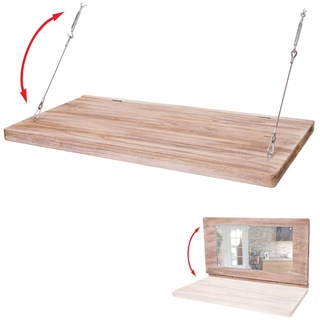 Wandtisch HWC-H48, Wandklapptisch Wandregal Tisch mit Spiegel (ggfs defekt), klappbar Massiv-Holz 100x50cm
