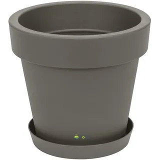 botle Blumentopf Übertopf inkl. Untersetzer Blumenkübel 25 cm x 22,5 cm Grauer Stein Pflanzkübel Pflanztopf Kunststoff
