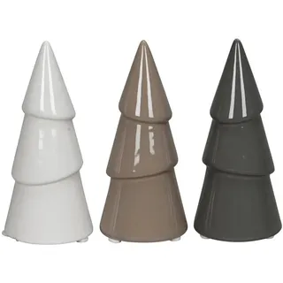 Posiwio Dekoobjekt 3tlg. Tanne NORDIC weiß braun grau H12cm Tannenbaum scandi Weihnachten