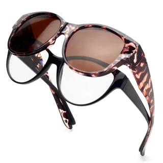 Face Shadow Polarisiert Überzieh Sonnenbrille über Normale Brille Damen UV400 Schutz, Übergroß Überbrille für Brillenträger, Ultra Leicht für Fahren, Radfahren, Sport und Freizeit - übergroß