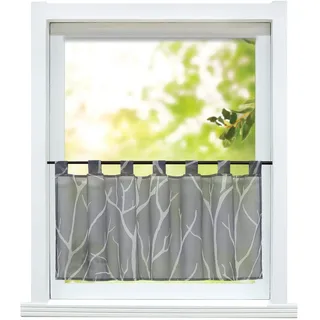 ESLIR Scheibengardine modern Bistrogardine Küche Gardinen Grau 60x140cm | Küchengardine mit Schlaufen, Transparent Vorhänge kurz, Kurzgardine Voile, 1 Stück, Kurzstores landhaus, Fenstergardinen deko