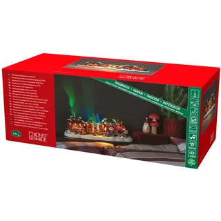 Konstsmide LED Szenerie Zug mit zwei Waggons und rotierendem Weihnachtsbaum, mit Musik, 19 bunte Dioden, 4,5V Innentrafo/batteriebetrieben, schwarzes Kabel, Batterie: 3 x AA 1, 5V (exkl.) - 4235-000