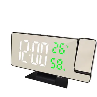 Projektionswecker, LED-Spiegel-Digitaluhren-Projektion | Wecker, Projektor, Decke, Radio, Projektion Decke, Mit Spiegel-Display 7,5 Zoll, Temperaturanzeige, USB-Anschluss, Doppelwecker, 4 Einstellbare