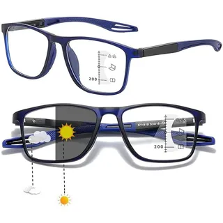 Generisch Selbsttönende Gleitsicht Lesebrille Banogalle Automatik Brille, Gleitsichtbrille Progressive Multifokus Blaulichtfilter Photochrome TR90 Intelligente Zoom Automatische Brillen - 2.5x