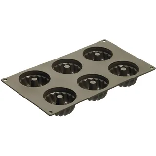 Lurch 85029 FlexiForm Gugelhupf Mini 6fach braun/Backform für 6 kleine Kuchen aus 100% BPA-freiem Platin Silikon, braun