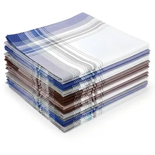 12 Stück Baumwoll Stofftaschentücher 40x40 cm - Wiederverwendbare, Saugstarke Handtücher für Hände & Gesicht - 3 Designmuster, Alltags- & Reisetücher für Damen & Herren
