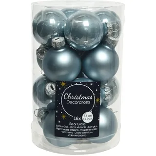 Dadeldo Living & Lifestyle Baumkugel Baumschmuck blau Glas 16tlg 3cm Weihnachtsdeko