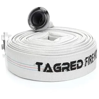 Bauschlauch 1" D-Storz 20m Feuerwehrschlauch Industrieschlauch, Weiß, Polyester, 25 mm, 8 Bar, 2000 cm, inkl. D-Storz-Kupplung 25 mm aus Aluminium TAGRED