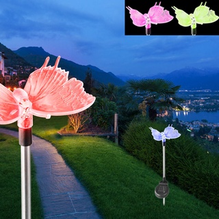 12er Set RGB LED Solar Beleuchtung Schmetterling Erdspieß Libellen Garten Steck Leuchten Edelstahl