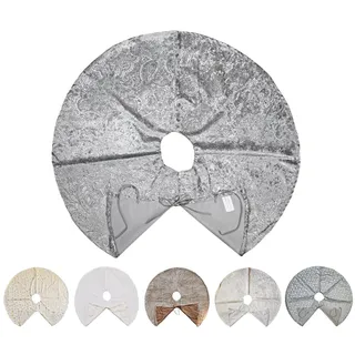 JACK Kuschlige Christbaumdecke Rund Ø 90cm Weihnachtsbaumdecke Weihnachtsbaum Decke Tannenbaum Unterlage, Farbe:Silber/Ornamente