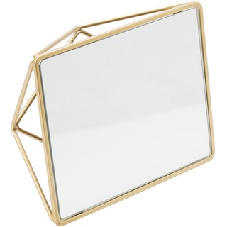 Bath Bliss Freistehender geometrischer Kosmetikspiegel, horizontal oder vertikal, für Make-up und Rasur, auf dem Tisch, Satin Gold