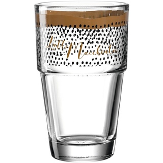 Leonardo Solo Kaffee Glas 1 Stück, Glas-Becher mit Latte-Macchiato Aufdruck, spülmaschinengeeignetes Cappucino-Glas, Punkte Motiv, 410 ml, 043470