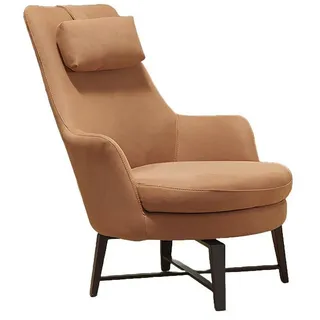 Xlmoebel Sessel Exklusiver Ohrensessel aus Leder mit Ohrenstützen in elegantem Design (Sessel), Hergestellt in Europa orange