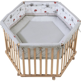 roba® Laufgitter Cosiplay Adam & Eule, 6-eckig, mit Laufgittereinlage beige