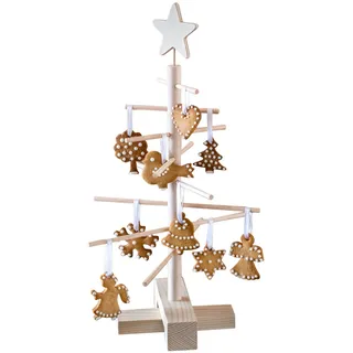Xmas3, Künstlicher Weihnachtsbaum aus echtem Holz. Kräftig, Platzsparend, Nachhaltig und Einfach. Perfekte Weihnachtsbaum Alternative. 27 x 27 x 45 cm, 8 Ästen.