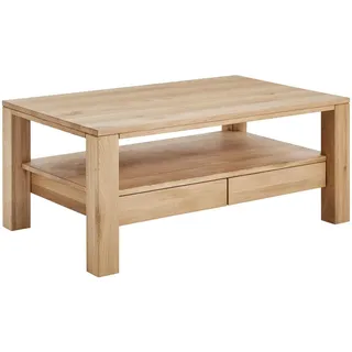Linea Natura Couchtisch, Eiche, Holz, Wildeiche, massiv, 2 Schublade(n) Schubladen, rechteckig, eckig, 70x47.5x110 cm, Stauraum, Wohnzimmer, Wohnzimmertische, Couchtische, Couchtische mit Rollen