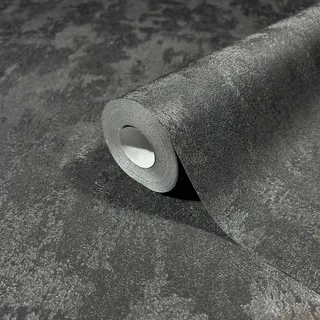 Marburg Vliestapete Uni Metalloptik Glänzend Modern 10,05 m x 0,53 m Schwarz