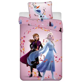 Disney Frozen Bettwäsche Baumwolle 140x200 cm Deckenbezug + 60x80 cm Kissenbezug, 2 teilig, mit Reißverschluss