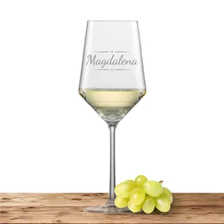 Weißweinglas mit Namen oder Wunschtext graviert - Zwiesel Glas Glas Sauvignon PURE Weinglas personalisierts Geschenk (Verzierung 03)