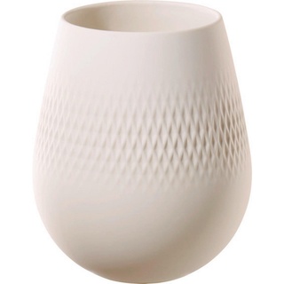 Villeroy & Boch Vase Collier Blanc, Creme, Keramik, bauchig, 14 cm, zum Stellen, Dekoration, Vasen, Keramikvasen