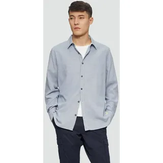 s.Oliver Langarmhemd Regular Fit: Baumwollhemd mit Strukturmuster Waschung blau M