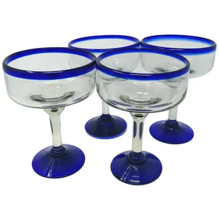 Mexikanisches mundgeblasenes Glas - 4 Stück mundgeblasene Margarita-Gläser (16 oz)