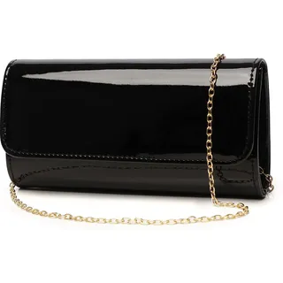 Clutch aus Lackleder für Damen, Abendtasche, stilvolle Schultertasche für Weihnachten, Hochzeit, Party, Abschlussball, Schwarz, Standard