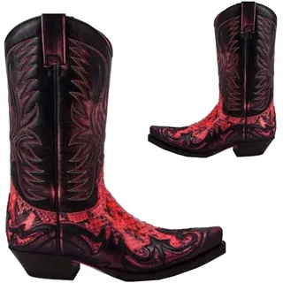 Western Cowboy Boots - Low Heel Mid Tube Knights Boots - Vintage Leder Stickerei Western Cowboy Biker Boots - 47 EU