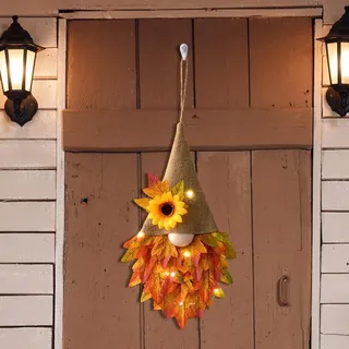 OXFUZZ Herbstkranz für Haustür, Herbst Ahorn Gnom Vordertürbügel, Herbst -Türkranz -Dekorationen, hängende Herbstgirlande für Herbst Ernte Thanksgiving Halloween Wohnheimdekoration