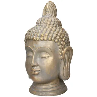 ECD Germany Buddha Figur Kopf Statue 53 cm Polyresin, Bronzeoptik Garten, Deko
