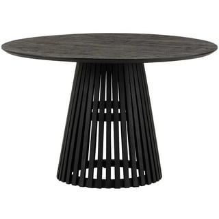 Holz Küchentisch modern in Schwarz runder Tischplatte