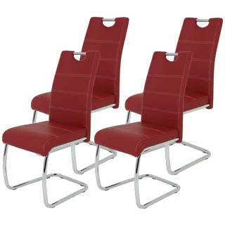 Hela Freischwinger Flora Kunstleder rot 4er Set