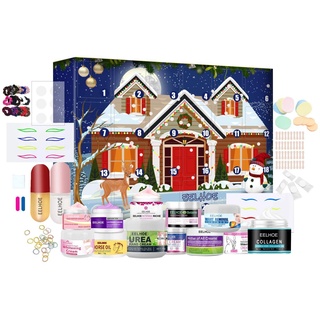 Enkomy Weihnachten Countdown Beauty Set, Weihnachts Adventskalender Beauty Blind Box Mit 24 Ausgewählten Pflegeprodukten & Accessoires,Tolles Familie