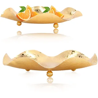 Edelstahl Goldene Tablett, 7,8 Zoll Dekorativ Golden Metall Tafelaufsatz Schale, Gold Obstschale, Runde Servierplatte Tablett Catch, Snack Tablett, für Esszimmer Wohnzimmer Home Décor