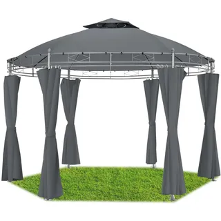 tectake 800723 Gartenpavillon rund Ø 3,5m, wasserabweisend, Pavillon Festzelt inkl. Seitenteile und Befestigungsmaterial (Anthrazit)