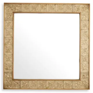 Casa Padrino Luxus Wandspiegel Vintage Messing 110 x 5,5 x H. 110 cm - Quadratischer Wohnzimmer Spiegel - Schlafzimmer Spiegel - Garderoben Spiegel - Luxus Möbel - Luxus Einrichtung