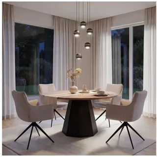 CASA DOMA LED Pendelleuchte Tavira Rondell, 5-flammig, für Esstische, höhenverstellbare Kugeln, dimmbar, LED fest integriert, Warmweiß, aus Metall, Cluster, Soft-Lift, 30 cm Durchmesser schwarz