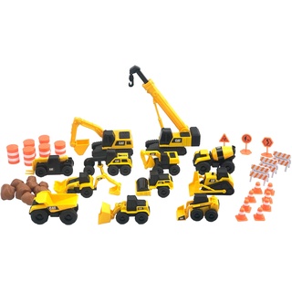 CAT® Construction Little Machines Mega-Set I Mit 40 Teilen I Enthält Fahrzeuge, einen Kran, Verkehrsschilder, Kegel, Blöcke und Zylinder I Für Kinder ab 3 Jahren