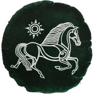 Elbenwald Herr der Ringe Kissen mit Rohan Motiv rund Ø 45 cm Samt grün