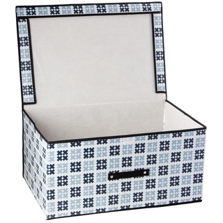Nice Life Aufbewahrungsbox mit Deckel Wasserdicht Garderobe Organizer Box Für Kleidung Unterwäsche Spielzeug Dokumente Aufbewahrungsbehälter Weiß/Blau (60x40x30 cm)