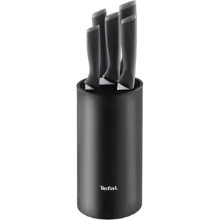 Tefal Messerblock Comfort (6tlg), Universeller Messerblock, Edelstahl Klingen, ergonomischer Griff schwarz