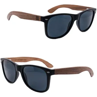Holzwurm Sonnenbrille Herren polarisiert mit Holzbügeln aus Walnuss | Sonnenbrille Damen verspiegelt mit UV400-Schutz und Brillenetui aus echtem Bambus, polarized sunglasses men - Einheitsgröße