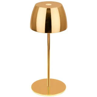 Briloner - Mini LED Tischlampe kabellos IP44 mit Touch, stufenlos dimmbar, Akku & Lichtquelle tauschbar, Nachttischlampe, Wohnzimmer, LED Lampe, Akku Tischleuchte, 8x20 cm (DxH), Gold glänzend