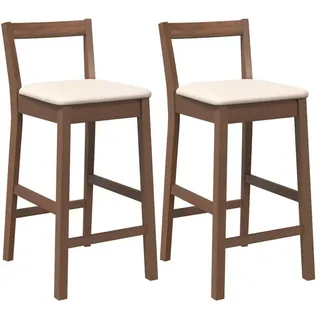 vidaXL Barhocker mit Kissen 2 Stk. Massivholz  Braun