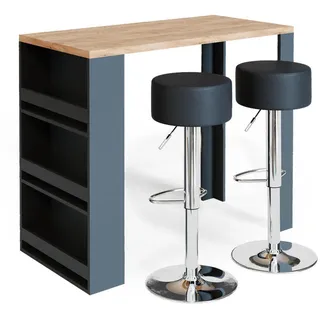 Vicco Bartisch Bartisch-Set, 117 x 57 cm mit 2 Barhockern