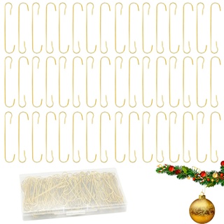 200 Stück Weihnachtsschmuck-Haken, C-förmige Weihnachtsschmuck-Aufhänger, Metall-Weihnachtsbaumhaken mit Aufbewahrungsbox, Weihnachtsschmuck-Haken für Weihnachtskugeln, Weihnachtsdekorationen (Gold)