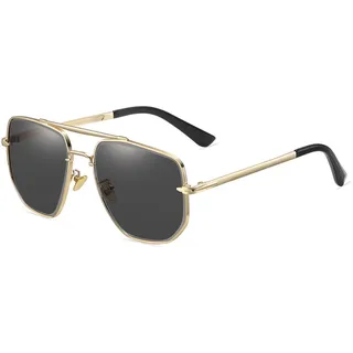 CIKJUK Sonnenbrille Herren Damen Pilotenbrille - Retro Metallrahmen Fliegerbrille Eckig Groß Piloten Brille für Männer Frauen UV400 Schutz